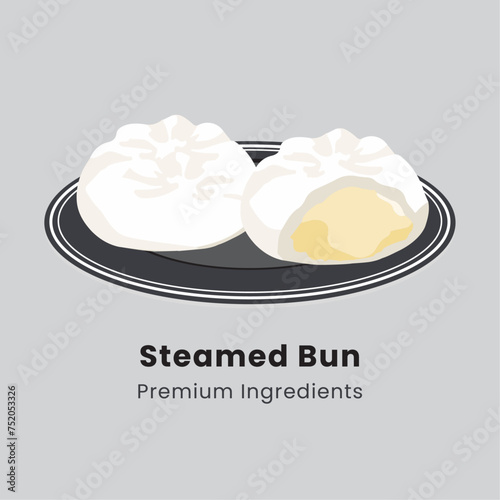 Hand drawn vector illustration of steamed bun chinese food photo