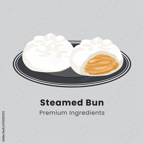Hand drawn vector illustration of steamed bun chinese food