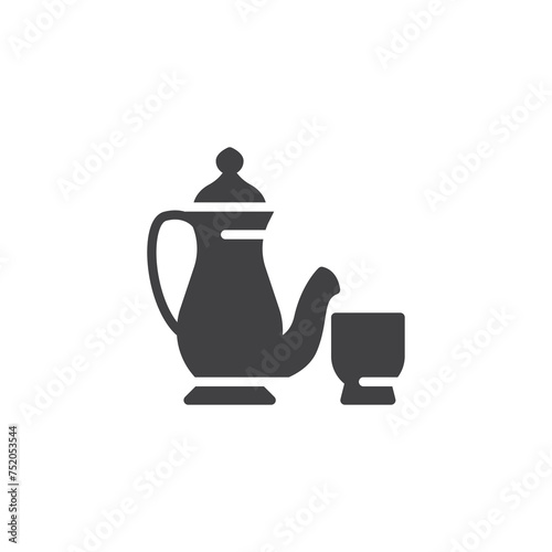 Arabic teapot and teacup vector icon