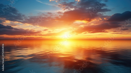 Beautiful sunset over a tranquil ocean  perfect for travel brochures or relaxation concepts