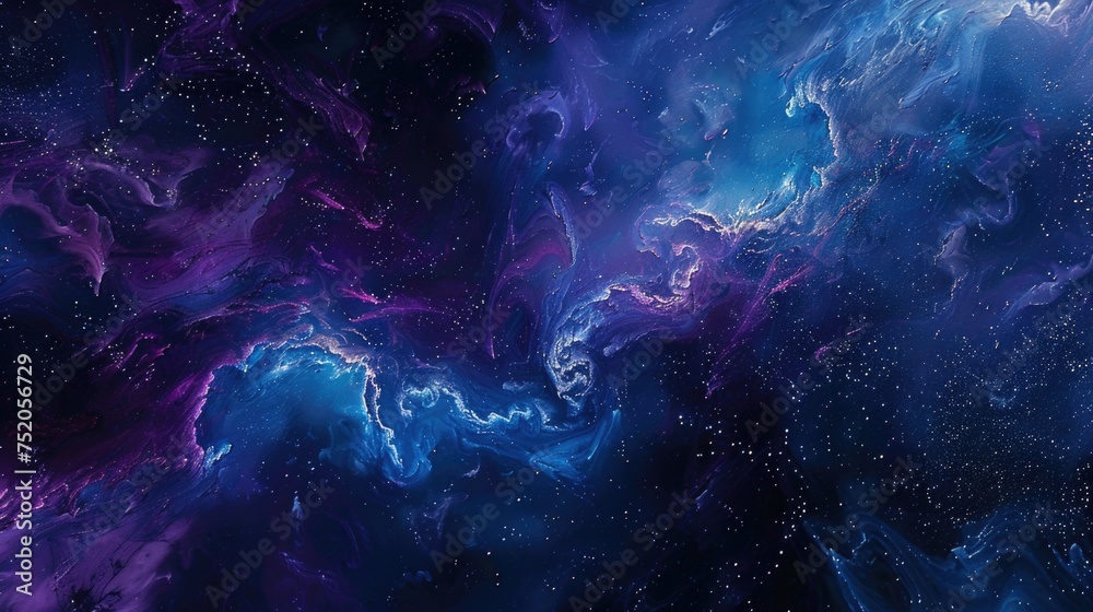 Abstract cosmic nebula with stars. Digital art background. - obrazy, fototapety, plakaty 
