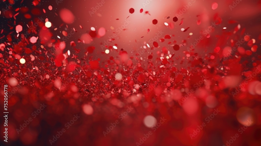 Red confetti falling from the sky, suitable for festive occasions