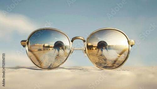 sunglasses with mirror reflection