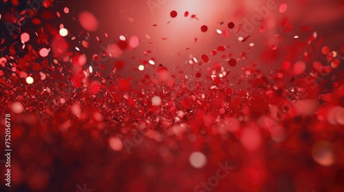 Red confetti falling from the sky  suitable for festive occasions