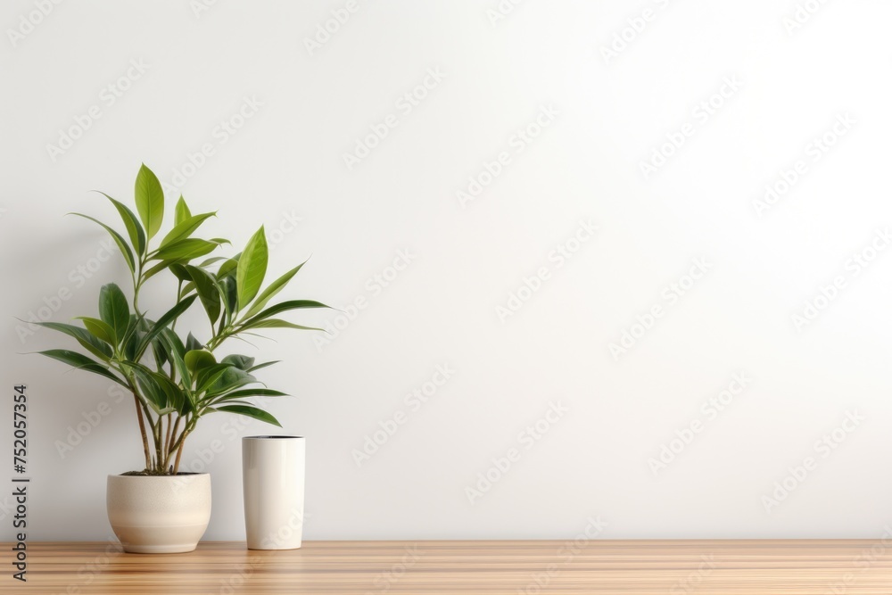 Two potted plants on a rustic wooden table, perfect for home decor or gardening concepts