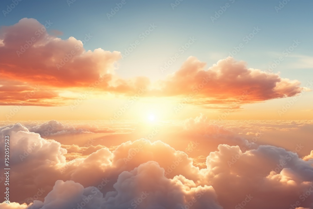Beautiful sunset over clouds, perfect for backgrounds or nature themes