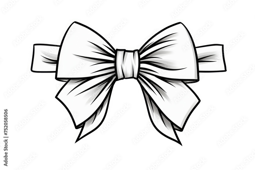 Detailed black and white illustration of a bow, suitable for various design projects Detailed black and white illustration of a bow, suitable for various design projects