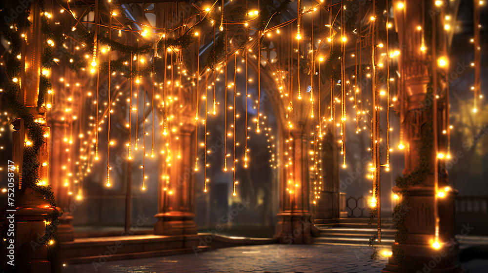 Celebrate festive nights with decorative lights, romantic and beautiful night atmosphere