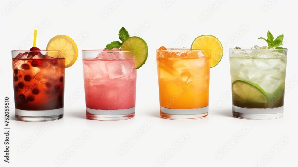Fototapeta premium A selection of four different types of beverages, perfect for menu design or restaurant promotions