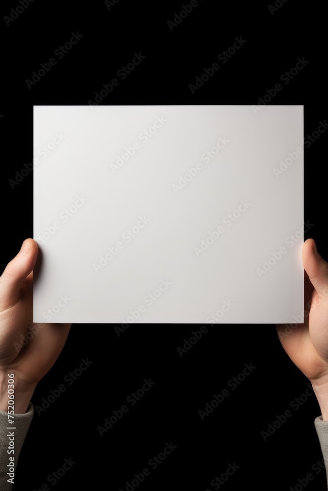 Person holding a white paper, suitable for business or education concept Person holding a white paper, suitable for business or education concept