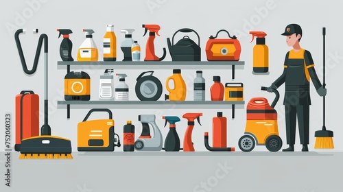 cleaning, cleaning equipment ,cleaning service,cartoon,3d line drawing
