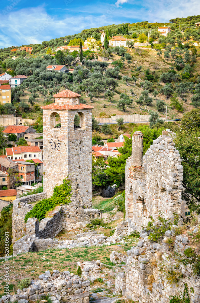 Clock tower in Old Bar, Montenegro