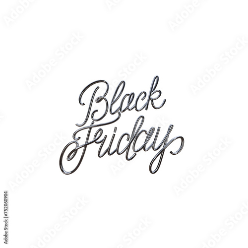 Black Friday 3d chrome lettering text. 3d render. Abstract alphabet.