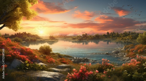 Natural landscape background ai image