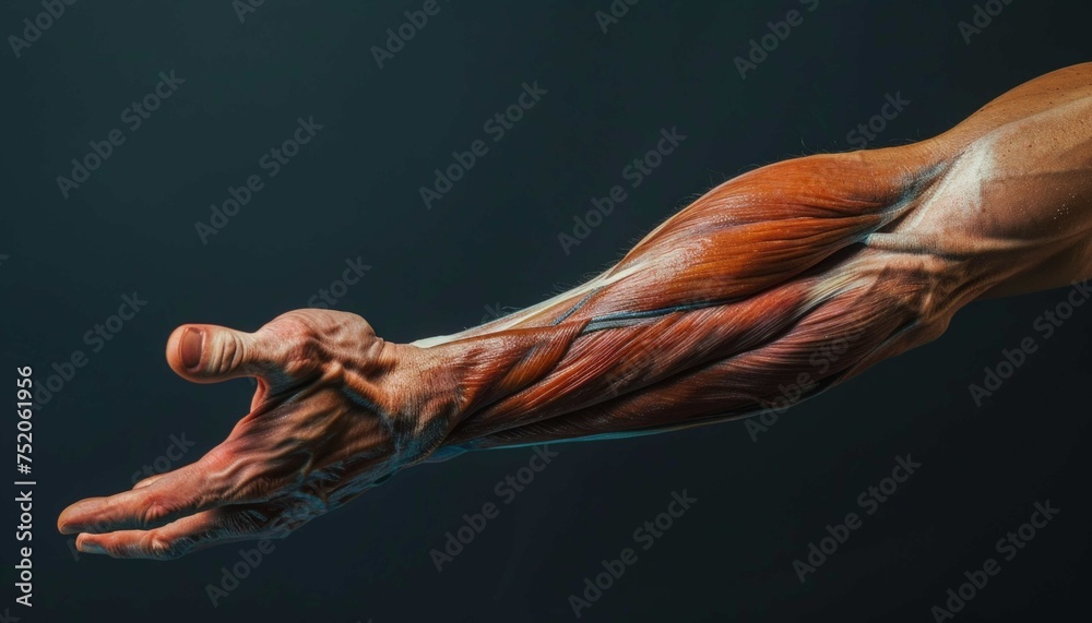 Close-up View of Persons Muscular Arm  - obrazy, fototapety, plakaty 