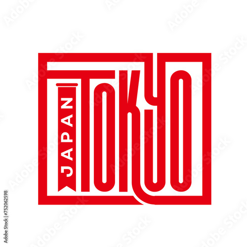 typography of tokyo japan red square art for tshirt design printing