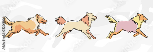 Pastellfarbene Pyrenean Shepherd Lineart-Illustrationen: Vektorgrafik-Bündel