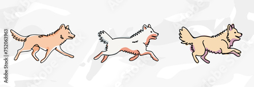 Pastellfarbene Amerikanische Eskimo Lineart-Illustrationen: Vektorgrafik-Bündel
