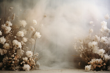 Maternity backdrop, wedding backdrop, photography background with delicate flowers.