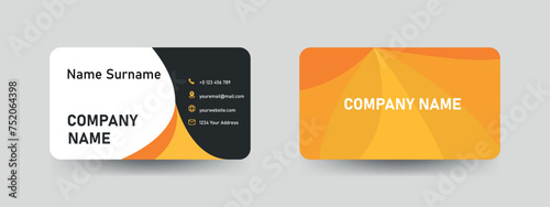 Vector template of a colorful, beautiful business card in yellow shades