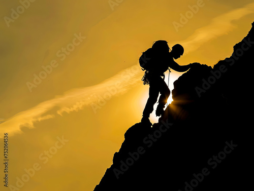 Wallpaper Mural Silhouette of a man climbing a mountain Torontodigital.ca