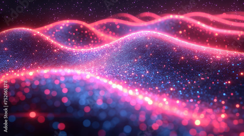 abstract futuristic background with pink blue glowing neon moving high speed wave lines and bokeh lights