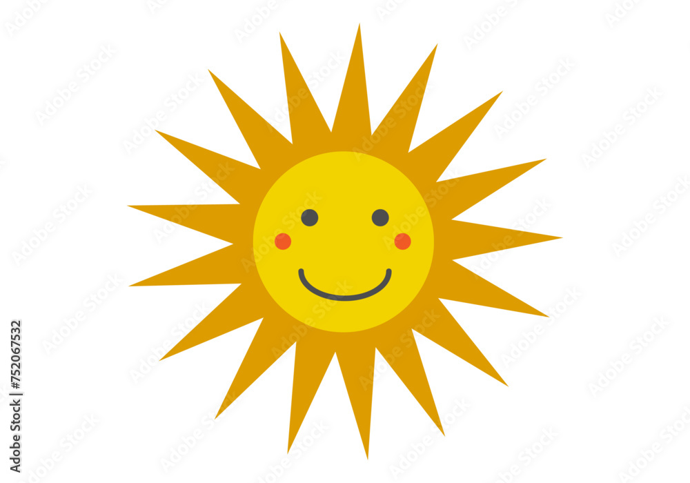 Icono de sol con cara de felicidad. 