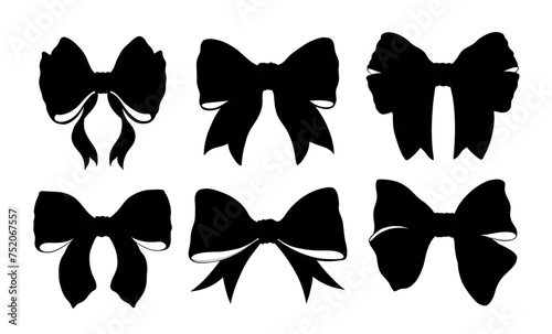 Vector hair bow silhouette. Drawn in a manual style sketch, bow in a linear style.