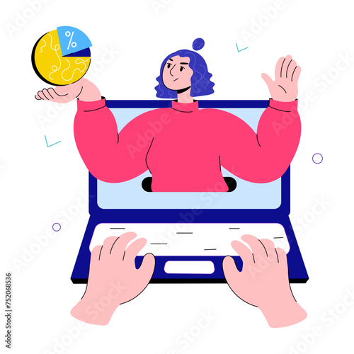 Get this doodle mini illustration of online shareholder 