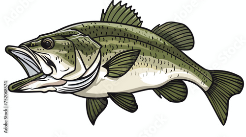 Illustration of a largemouth bass fish.