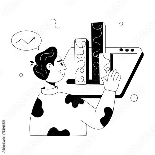 Trendy doodle mini illustration of statistical analysis 
