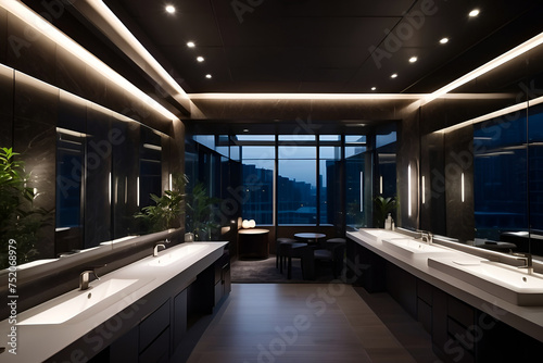 Premium washroom in office building for business at night & dark time © Vincent Goh