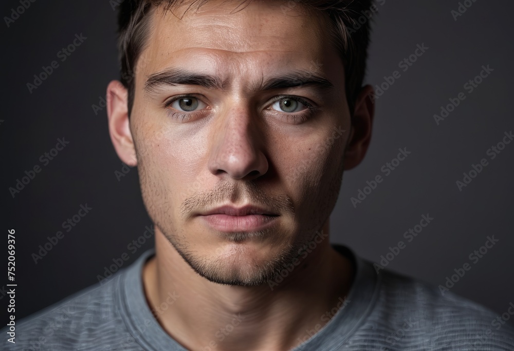 portrait of an individual wearing a grey shirt, with their facial features indistinguishable due to pixelation. portrait of an individual wearing a grey shirt, with their facial features indistinguishable due to pixelation.