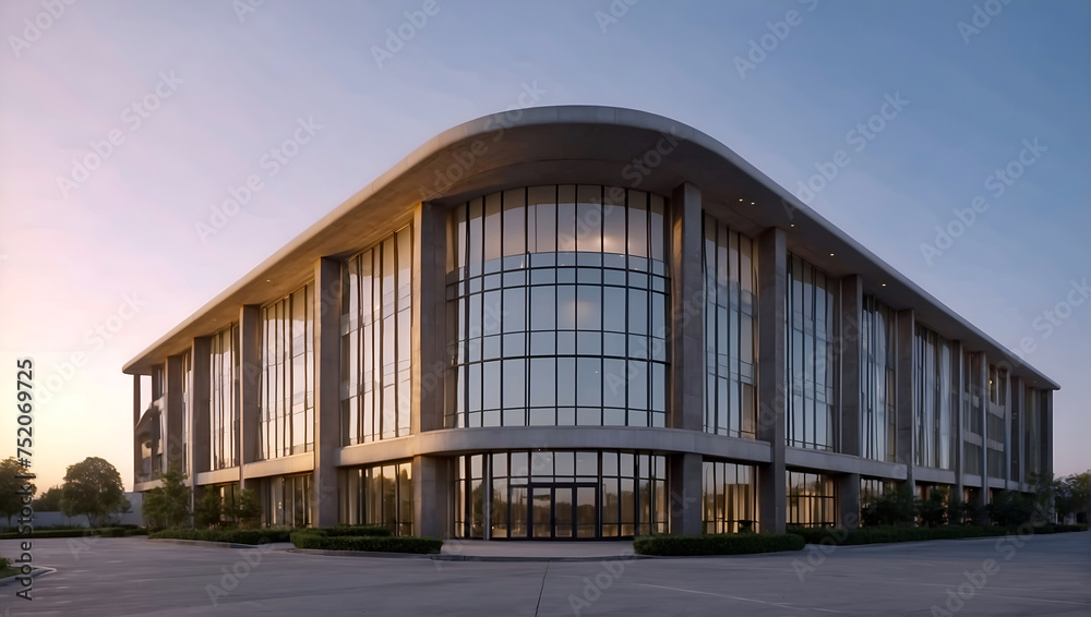 Modern Glass Front office building for business, morning Modern Glass Front office building for business, morning