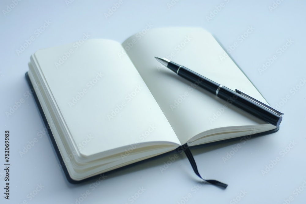 a blank notebook lays open on a table a blank notebook lays open on a table