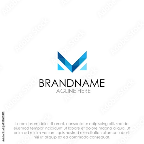 simple letter m flat logo vector