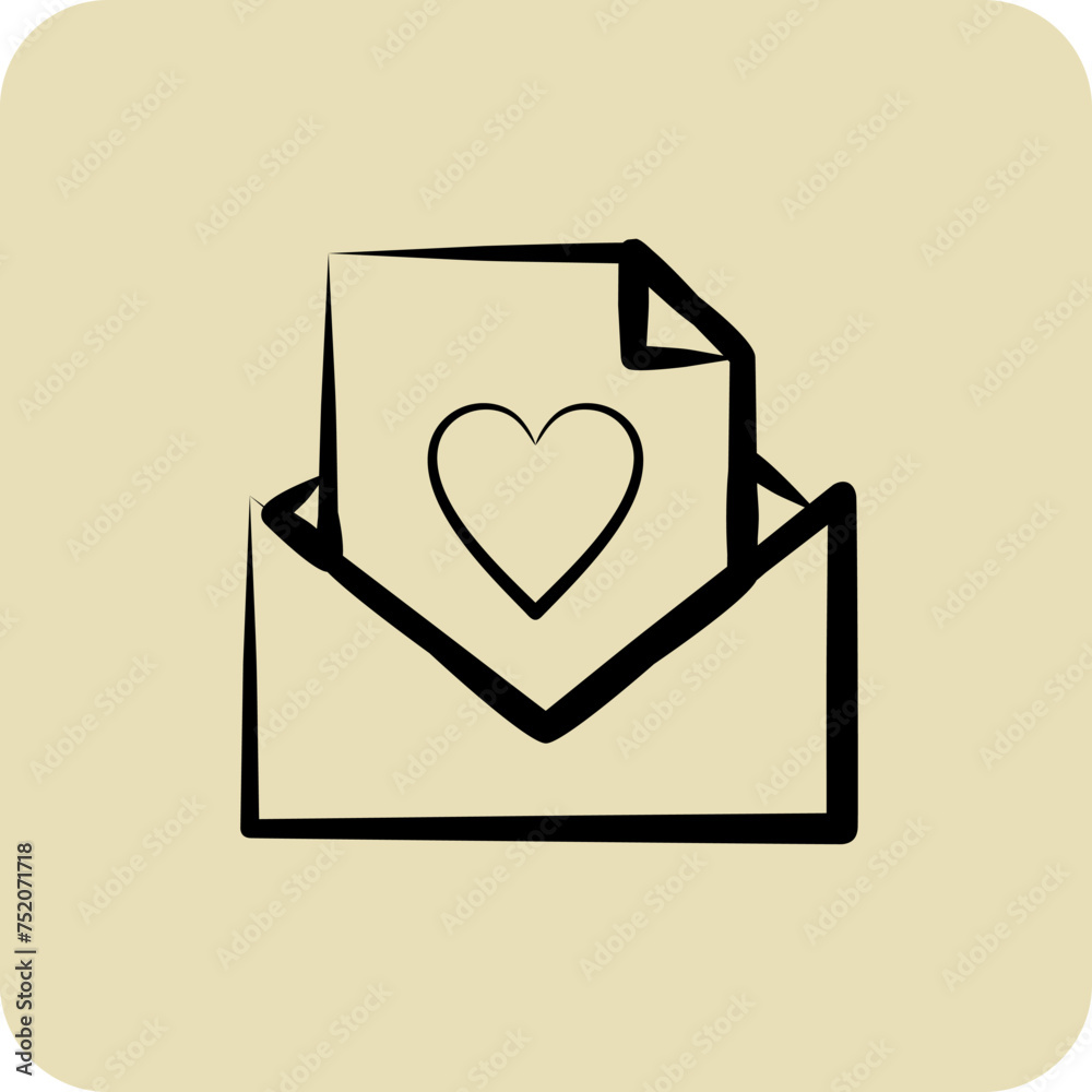 Icon Love Letter. related to Valentine's Day symbol. hand drawn style. simple design editable