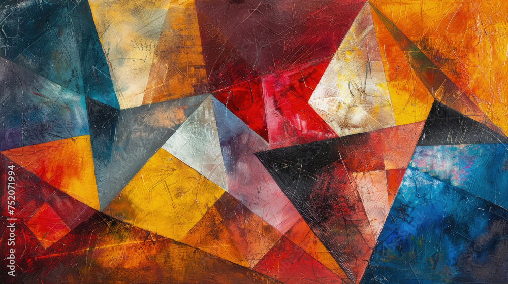 An abstract painting filled with a myriad of colors and shapes, creating a visually stimulating and dynamic composition