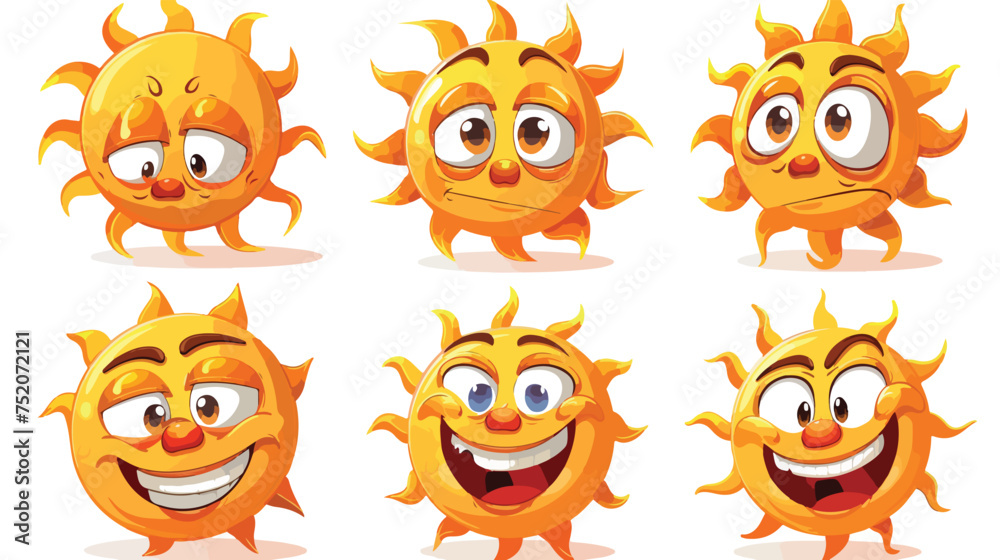 Sun cartoon mascot character facial expression.