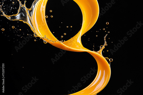orange juice waves on a black background. ai generative