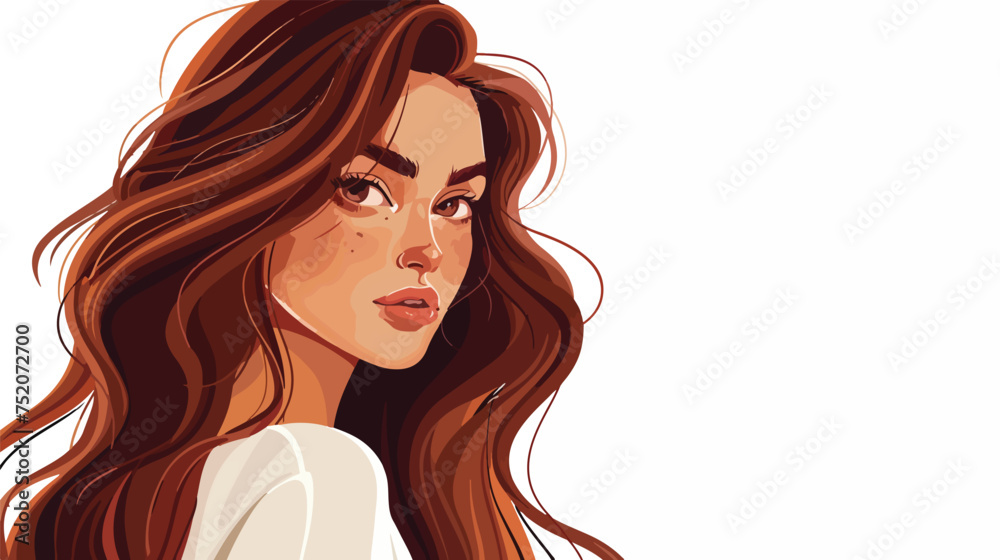 Vector background with the beautiful young woman.