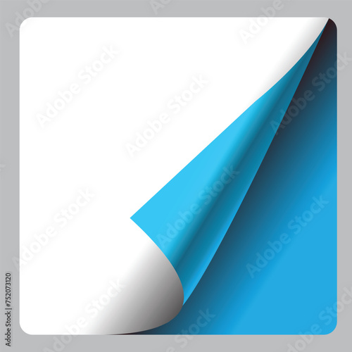 Paper page with curled corner and shadow. Template for your design. Vector illustration.
