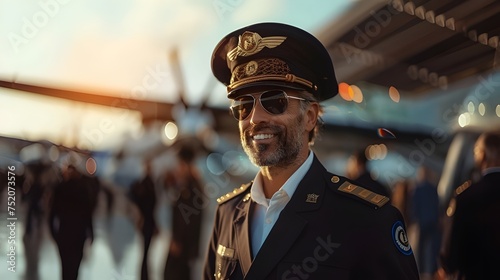 male pilot smiling in the a...