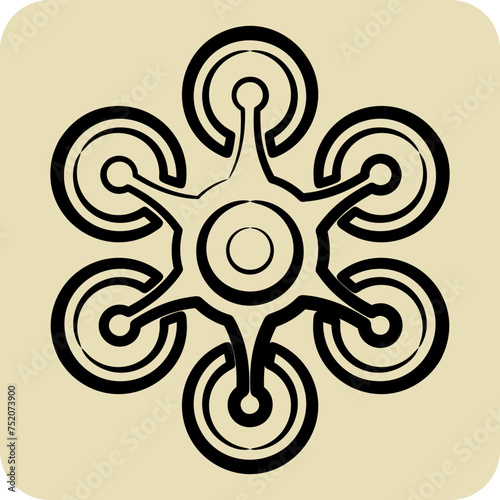 Icon Hexacopter. related to Drone symbol. hand drawn style. simple design editable. simple illustration