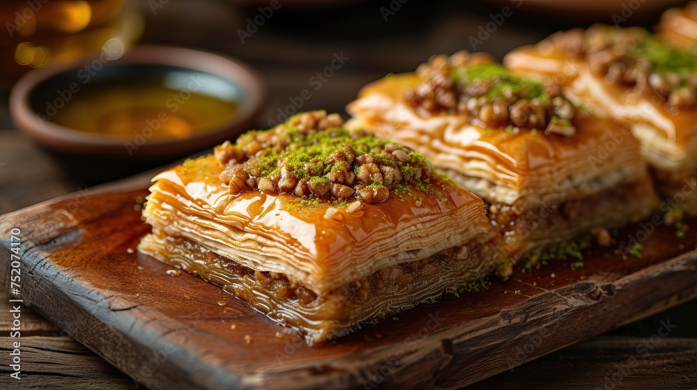 Baklava Istanbul, Turkey, is a layered pastry with layers of nuts and honey