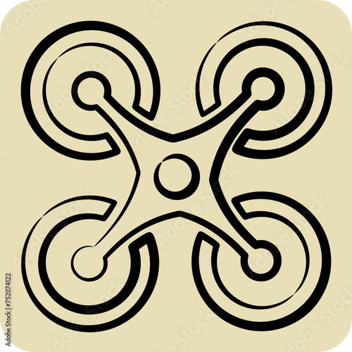 Icon Quadcopter. related to Drone symbol. hand drawn style. simple design editable. simple illustration