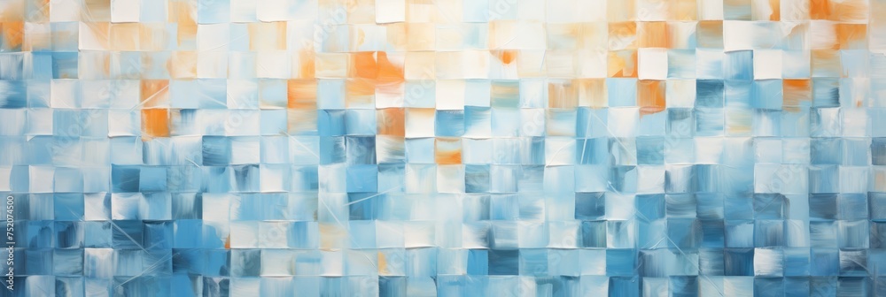 texture, watercolor mosaic, cubes, brush strokes, banner.