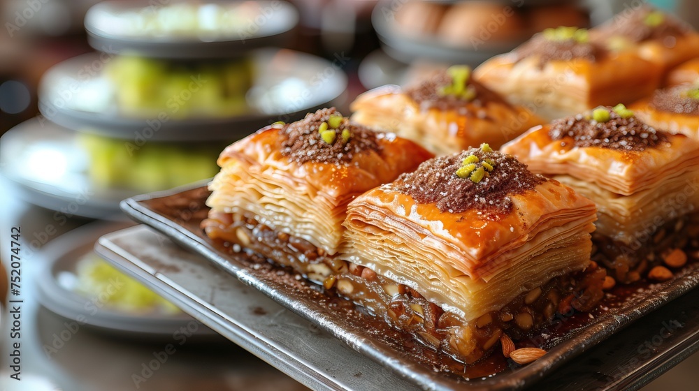 Baklava Istanbul, Turkey, is a layered pastry with layers of nuts and honey Baklava Istanbul, Turkey, is a layered pastry with layers of nuts and honey
