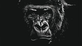 Portrait of a Gorilla Male Severe