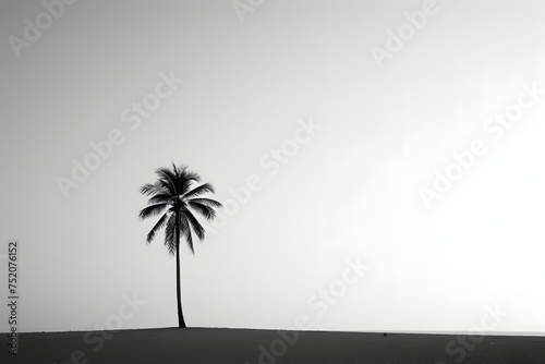 Isolated Palm Tree on Minimalist Landscape